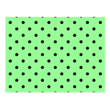 Green and Black Polka Dot Pattern. Postcard