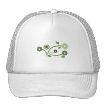 Green and Brown Abstract Floral Trucker Hats
