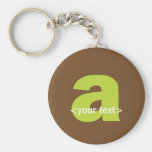 Green and Brown Monogram - Letter A Keychains