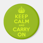 Green and Chartreuse Keep Calm and Carry On Refrigerator Magnets