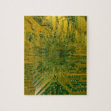 Green and Gold Electronic Computer Circuit Board Puzzles