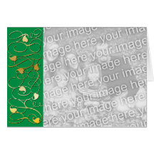 Green and Gold Filigree Photo Christmas Card