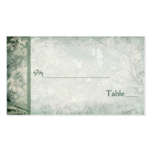 Green and Ivory Floral Placecards Business Cards