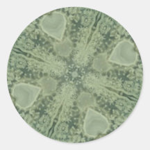Green and ivory lace with hearts kaleidoscope round stickers