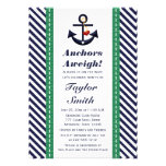 Green and Navy Anchor Nautical Baby Shower Custom Invitation