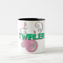 Green and Pink Twirler Coffee Mugs