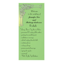 Green and Silver Wedding Program Rack Card