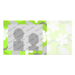 Green and White Flowers. Floral Pattern. Custom Photo Card