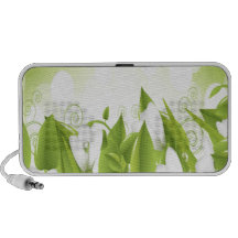 Green and White Flowers Laptop Speaker