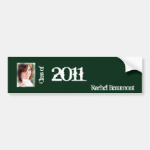 Green and White Grunge Graduation Wine Label Bumper Stickers