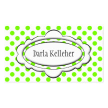 Green and White Polka Dot Business Cards