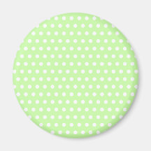 Green and White Polka Dot Pattern. Spotty. Fridge Magnets