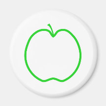 Green Apple Outline. Refrigerator Magnet