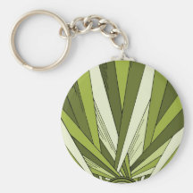 Green Art Deco Sunrise Design Key Chains