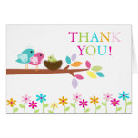 Green Baby Birds Nest Thank You Note Card