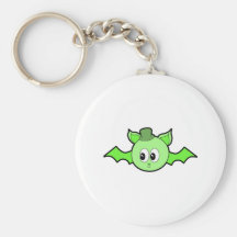 Green Bat Wearing a Hat. Key Chain