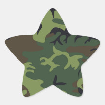 Green black brown camo camouflage military star stickers