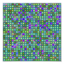 Green, Blue And Purple Funky Retro Tiles Pattern Photo