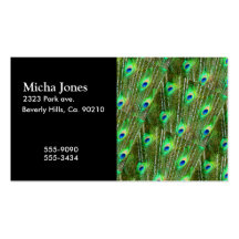 Green & Blue Peacock Feather Pattern Business Card Template
