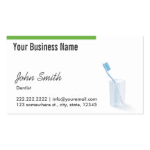 Green Border Toothbrush Dental Business Card