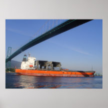Green Bridge Orange Ship Posters