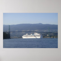 Green Bridge White Ship Print