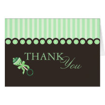 Green & Brown Baby Rattle Design Thank You Card