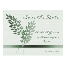 Green Buds Save the Date Postcard