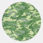 Green Camo Round Sticker