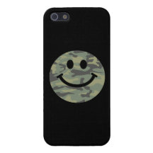Green Camo Smiley Face Covers For iPhone 5
