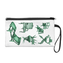 Green chairs wristlet clutch