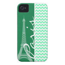 Green Chevron; Paris Case-Mate iPhone 4 Cases
