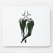 Green chilli pepper two dancing abstract mousepads