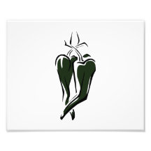 Green chilli pepper two dancing abstract photographic print