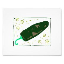 Green chilli rounded swirls pepper photographic print