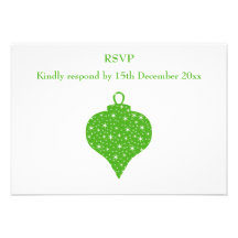 Green Christmas Bauble Design. Custom Invitation