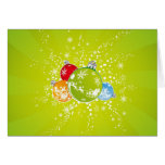 Green Christmas Ornaments Greeting Card