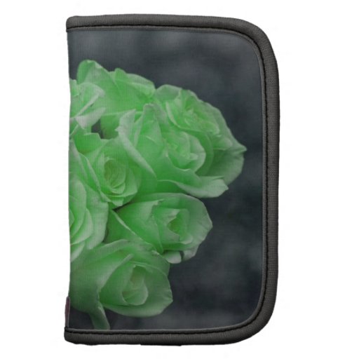 Green colourized bunch roses folio planners