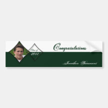 Green Diamond Class Graduation Wine Label Bumper Sticker