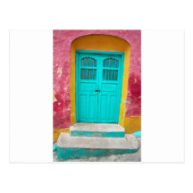 Green doors quaint wooden entrance post cards