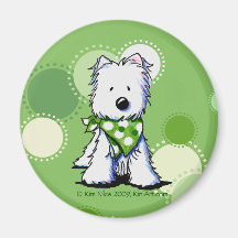 Green Dots Westie Dog Refrigerator Magnets