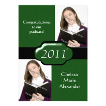 Green Double Photo Graduation Party Invitation