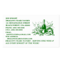 GREEN DRAGON BUSINESS CARDS ~ RENAISSANCE FAIRE!
