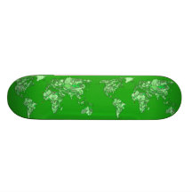 Green earth map skateboard deck