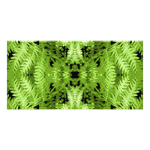 Green Fern Leaves, Digital Art Pattern. Photo Cards