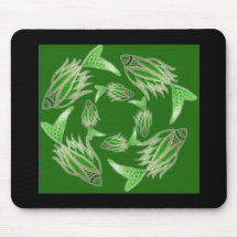 Green Fish Circling Mousepad
