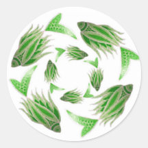 Green Fish Circling Sticker