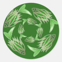 Green Fish Circling Sticker