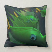 Green Fish Throw Pillows