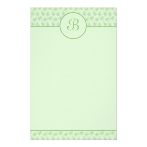 Green Floral Monogram Initial Stationery